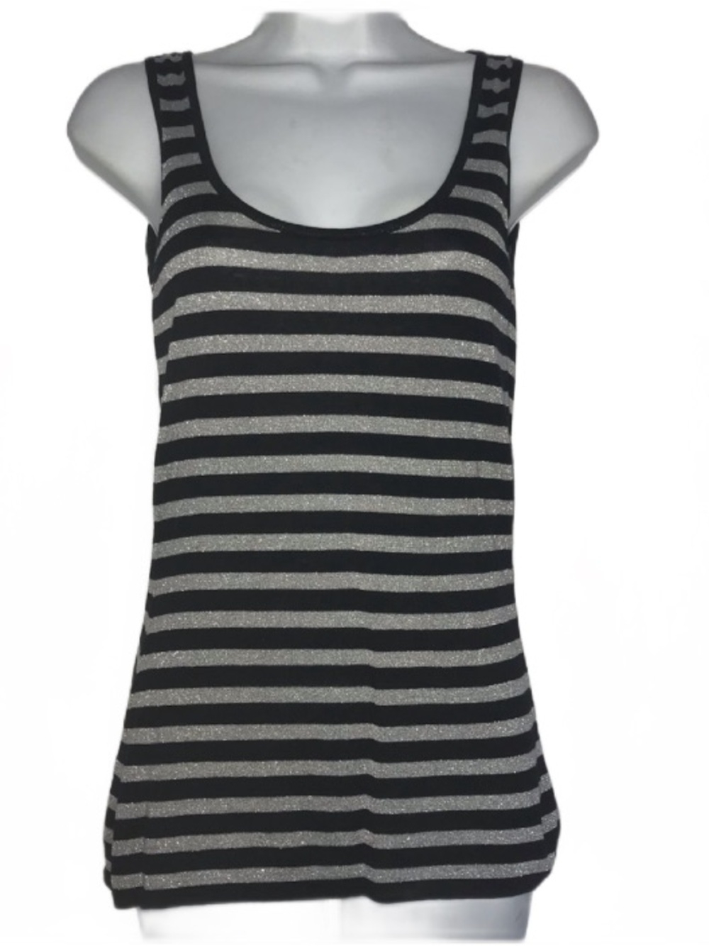 Inc Silver Black Stripe Silk Blend Knit Tank Top M*